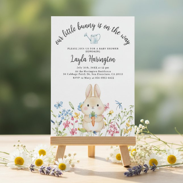 Storybook Rabbit Boy Baby Shower Floral Wildflower Invitation (Creator Uploaded)