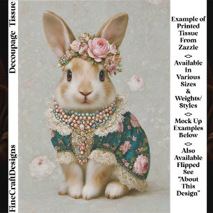 Storybook Rabbit in Floral Dress EV8L Decoupage Tissue Paper