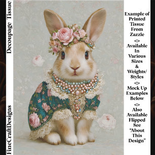 Storybook Rabbit in Floral Dress EV8R Decoupage Tissue Paper