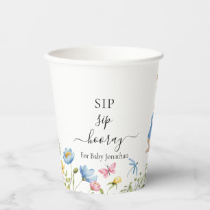 Storybook Rabbit Sip Sip Hooray Baby Shower Floral Paper Cups