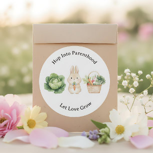 Storybook Rabbit Veggie Basket Baby Shower Favour Classic Round Sticker