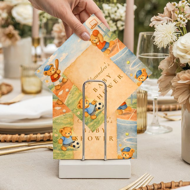 Storybook Sports Teddy Bears Baby Shower Napkin (Creator Uploaded)