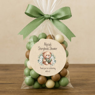 Storybook Teddy Bear Guest Favor Thank You Classic Round Sticker
