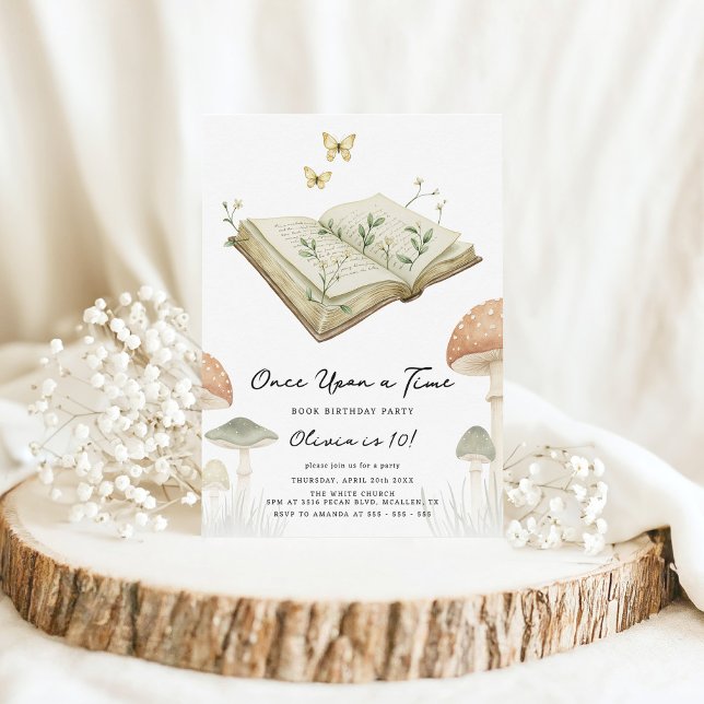 Storybook Whimsical Watecolor Book Birthday Invitation (Creator Uploaded)