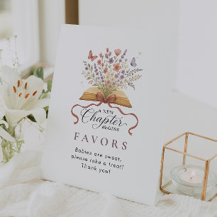Storybook Wildflower Baby Shower Favour Table Top Pedestal Sign
