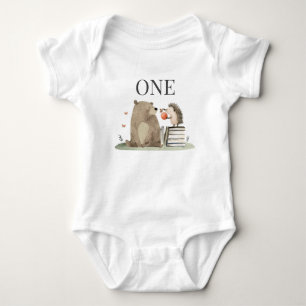 Storybook Woodland Animals 1st Birthday Baby Bodysuit