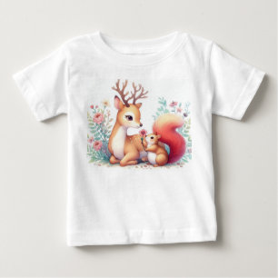 Storybook Woodland Babies Deer And Chipmunk Baby T-Shirt