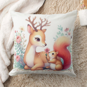Storybook Woodland Babies Deer And Chipmunk Cushion
