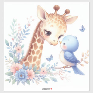 Storybook Woodland Babies Giraffe And Blue Bird