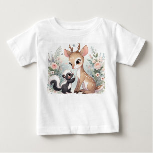 Storybook Woodland Babies Skunk And Deer Baby T-Shirt