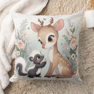 Storybook Woodland Babies Skunk And Deer Cushion
