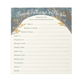 Storybook Woodland Baby Shower Finish Phrase Game Notepad
