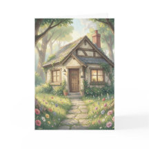 Storybook Woodland Cottage Greeting Card – Cosy