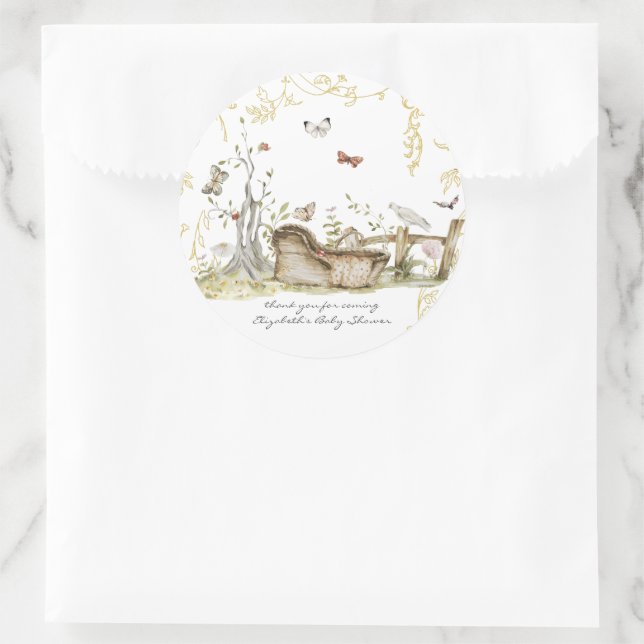 Storybook | Woodland Forest Baby Shower Classic Round Sticker (Bag)