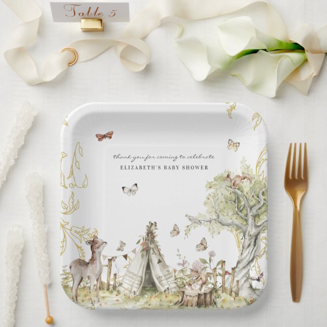 Storybook | Woodland Forest Baby Shower Paper Plate (Wedding)