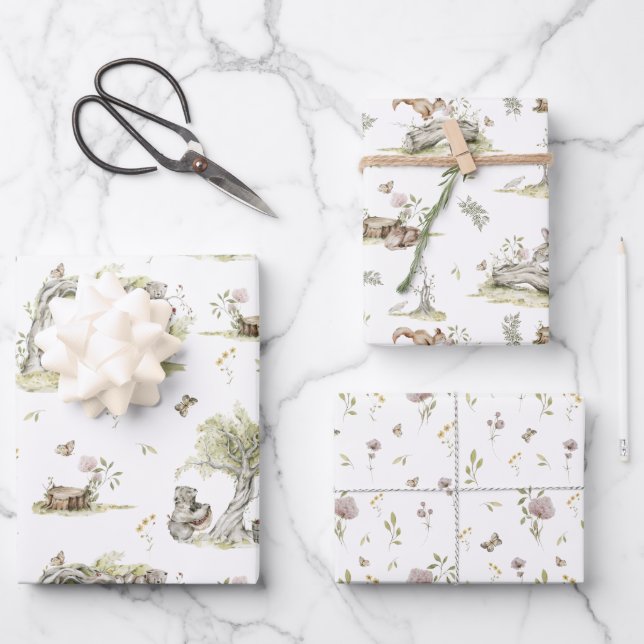 Storybook | Woodland Forest Baby Shower Wrapping Paper Sheet (Front)