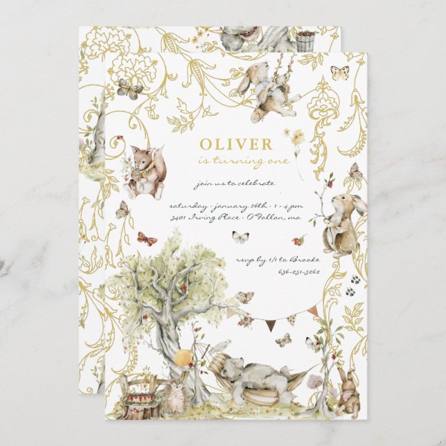 Storybook | Woodland Forest Birthday Party Invitation (Front/Back)