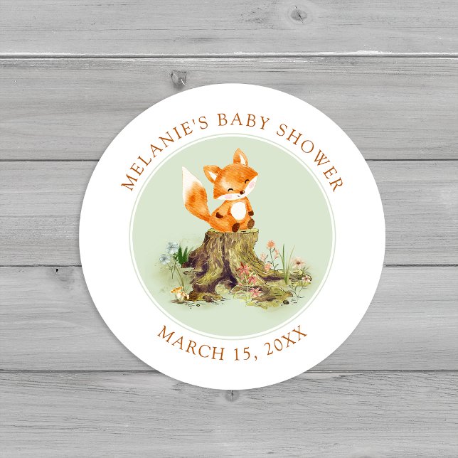 Storybook Woodland Fox Baby Shower Envelope Seals (Creator Uploaded)