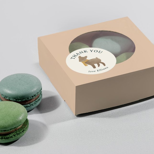 Storybook Woodland Friends Baby Shower Classic Round Sticker (Creator Uploaded)