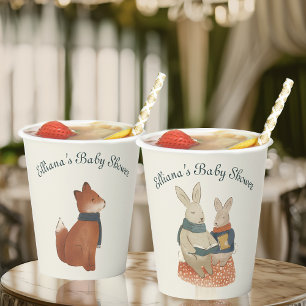 Storybook Woodland Friends Bunny Baby Shower Paper Cups