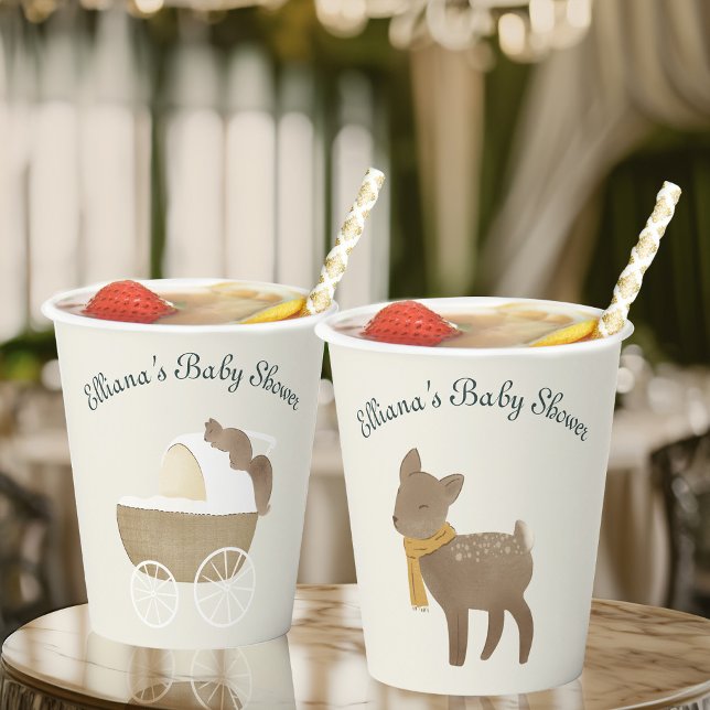 Storybook Woodland Friends Fawn Baby Shower Paper Cups (Creator Uploaded)