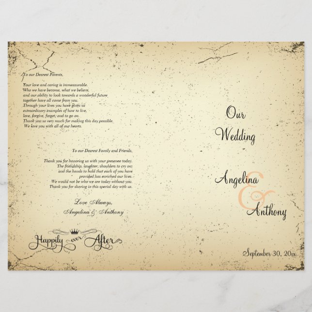 Storyline Formal Wedding Program (Front)