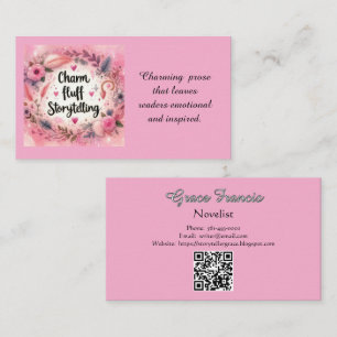 Storytelling Charm Pink Writer Novelist  Business Card