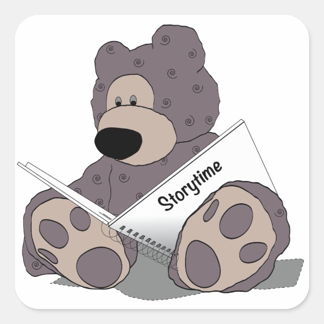 Storytime Teddy Bear Square Sticker (Front)