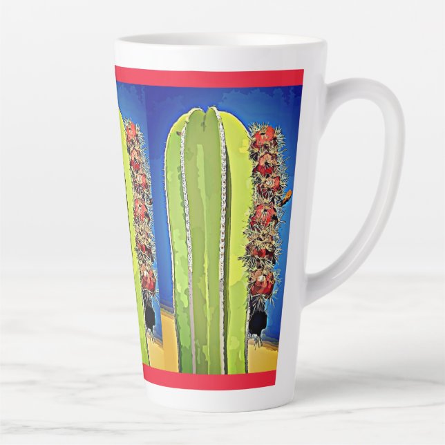 Stove Pipe Cactus in Bloom Latte Mug (Right)