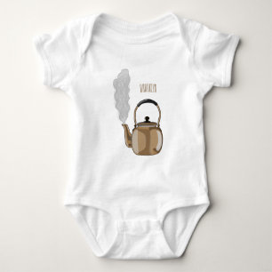 Stovetop or hob kettle cartoon illustration baby bodysuit