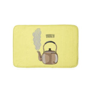 Stovetop or hob kettle cartoon illustration  bath mat