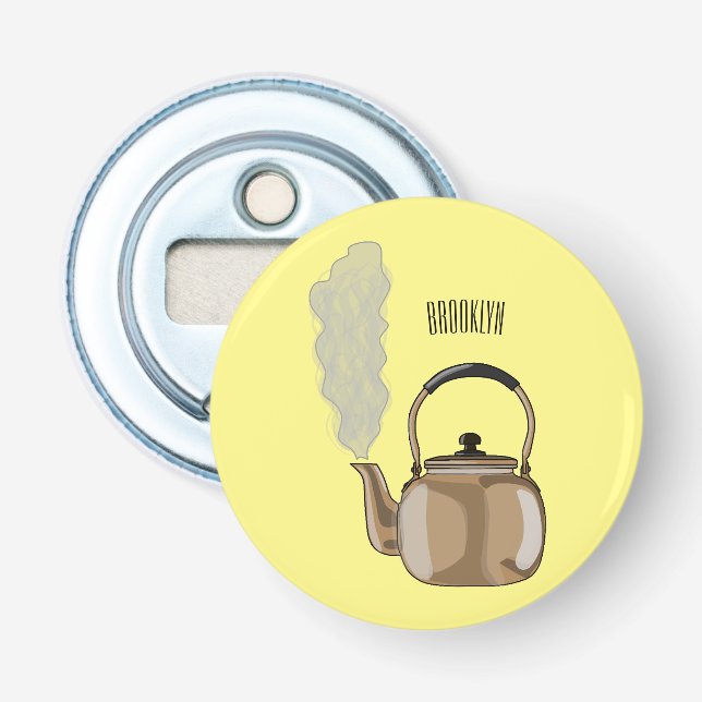 Stovetop or hob kettle cartoon illustration  bottle opener (Front)