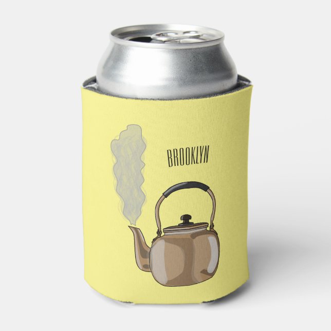 Stovetop or hob kettle cartoon illustration  can cooler (Can Front)