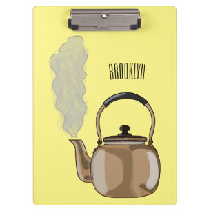 Stovetop or hob kettle cartoon illustration clipboard