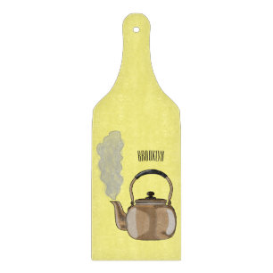 Stovetop or hob kettle cartoon illustration cutting board