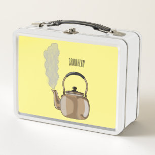 Stovetop or hob kettle cartoon illustration  metal lunch box