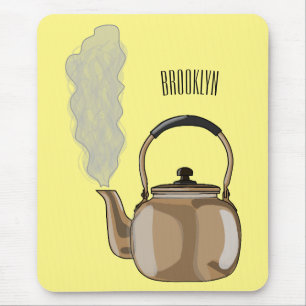 Stovetop or hob kettle cartoon illustration mouse pad