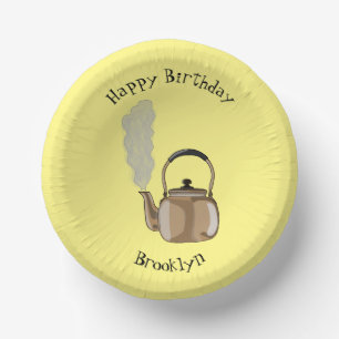 Stovetop or hob kettle cartoon illustration paper plate