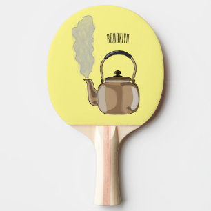 Stovetop or hob kettle cartoon illustration  ping pong paddle