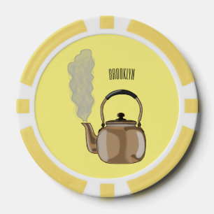 Stovetop or hob kettle cartoon illustration poker chips