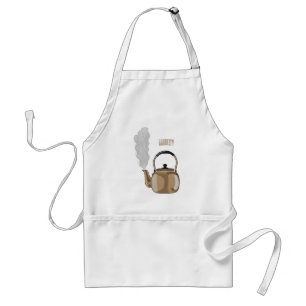 Stovetop or hob kettle cartoon illustration  standard apron