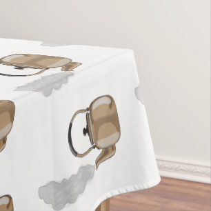 Stovetop or hob kettle cartoon illustration  tablecloth