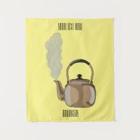 Stovetop or hob kettle cartoon illustration 