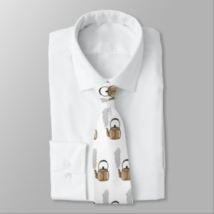 Stovetop or hob kettle cartoon illustration  tie