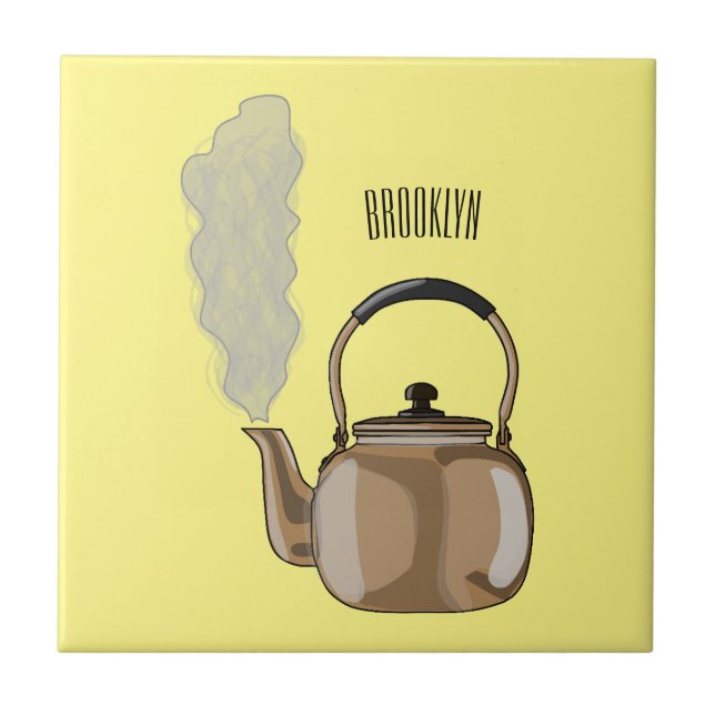Stovetop or hob kettle cartoon illustration  tile (Front)