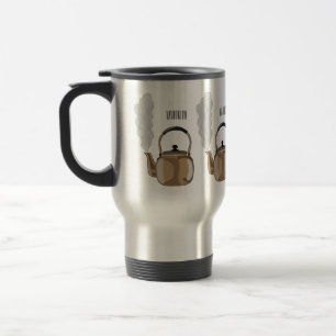 Stovetop or hob kettle cartoon illustration travel mug