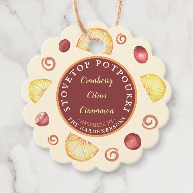 Stovetop Potpourri  Favour Tags (Front)