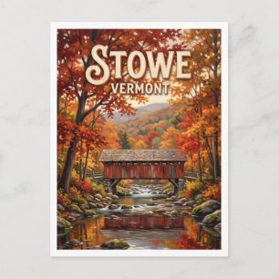 Stowe Autumn Stream Vermont Postcard
