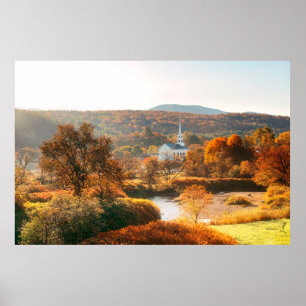 Stowe morning in Autumn with colorful foliage and Poster