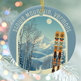Stowe Mountain Vermont ski souvenir  Ceramic Tree Decoration